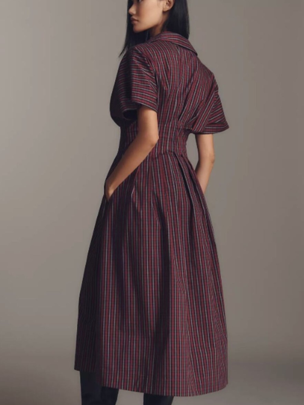 Exquise Tobie Pleated Shirt Dress New Medium Plaid Anthropologie
